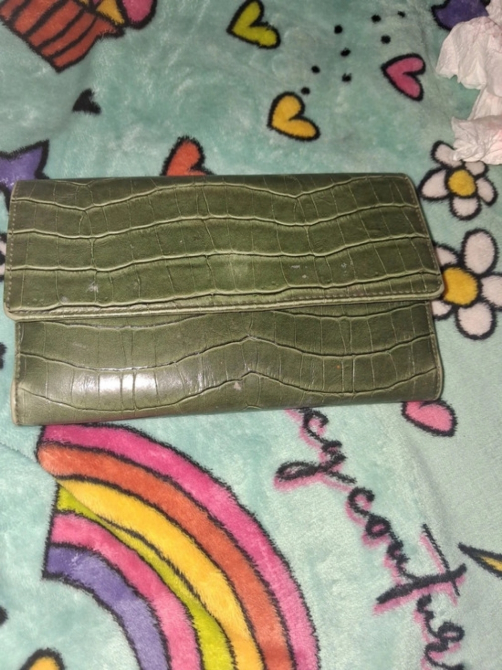 Green Crocodile-Embossed Wallet